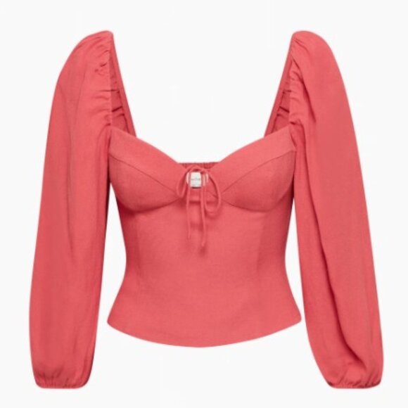 Aritzia Wilfred Rosy Red Novella Blouse In Size Small NWOT - Picture 8 of 15